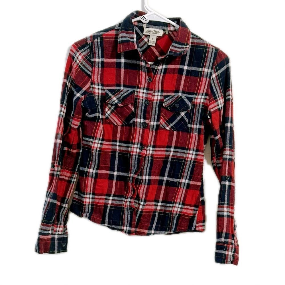 Active Basic Red and Blue Flannel Shirt